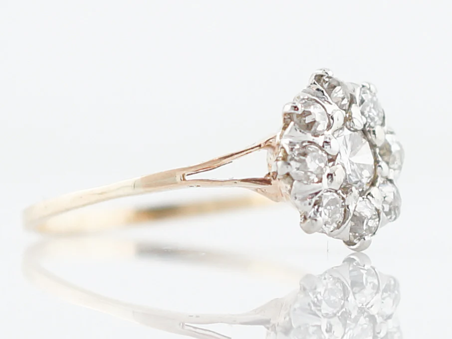 Antique Engagement Ring Victorian .33 Round Brilliant Cut Diamond in 14K Yellow & White Gold - Image 3