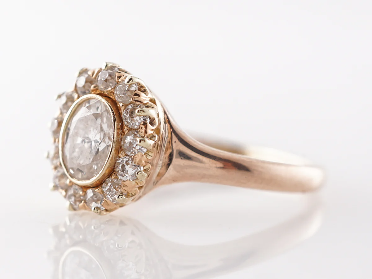 Antique Engagement Ring Victorian .41 Oval Cut Diamond in 14k Yellow Gold - Image 2