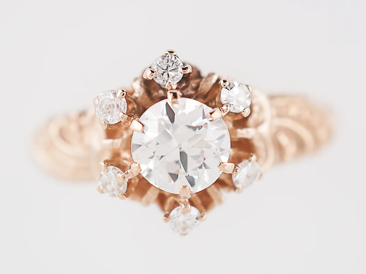 Antique Engagement Ring Victorian .53 Old European Diamond in 14k Yellow Gold - Image 4
