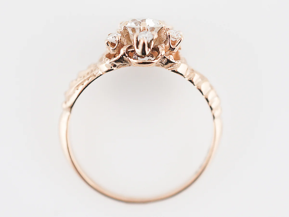 Antique Engagement Ring Victorian .53 Old European Diamond in 14k Yellow Gold - Image 6