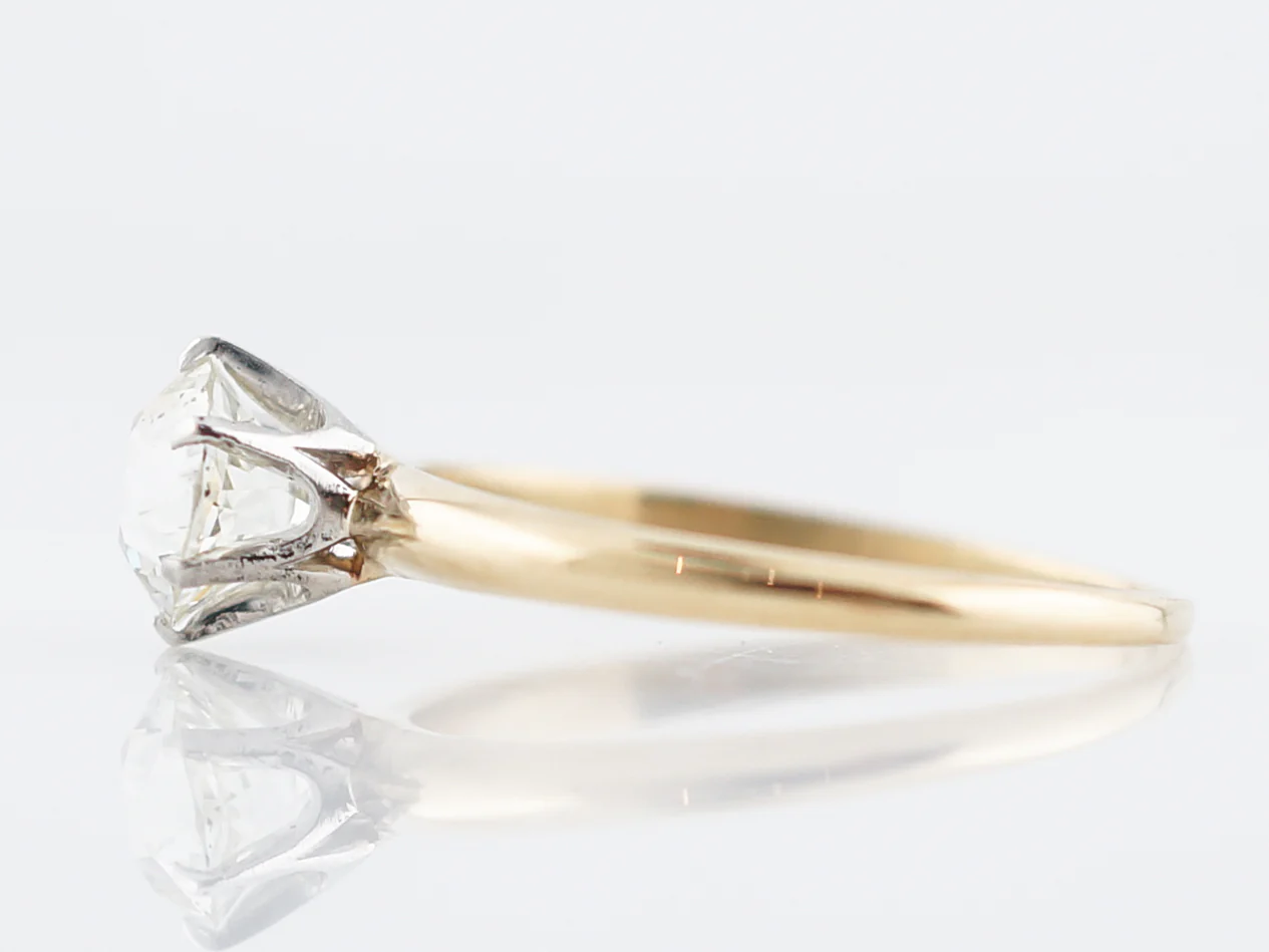 Antique Engagement Ring Victorian .98 Old Mine Cut Diamond in 14k White Gold & Platinum - Image 3