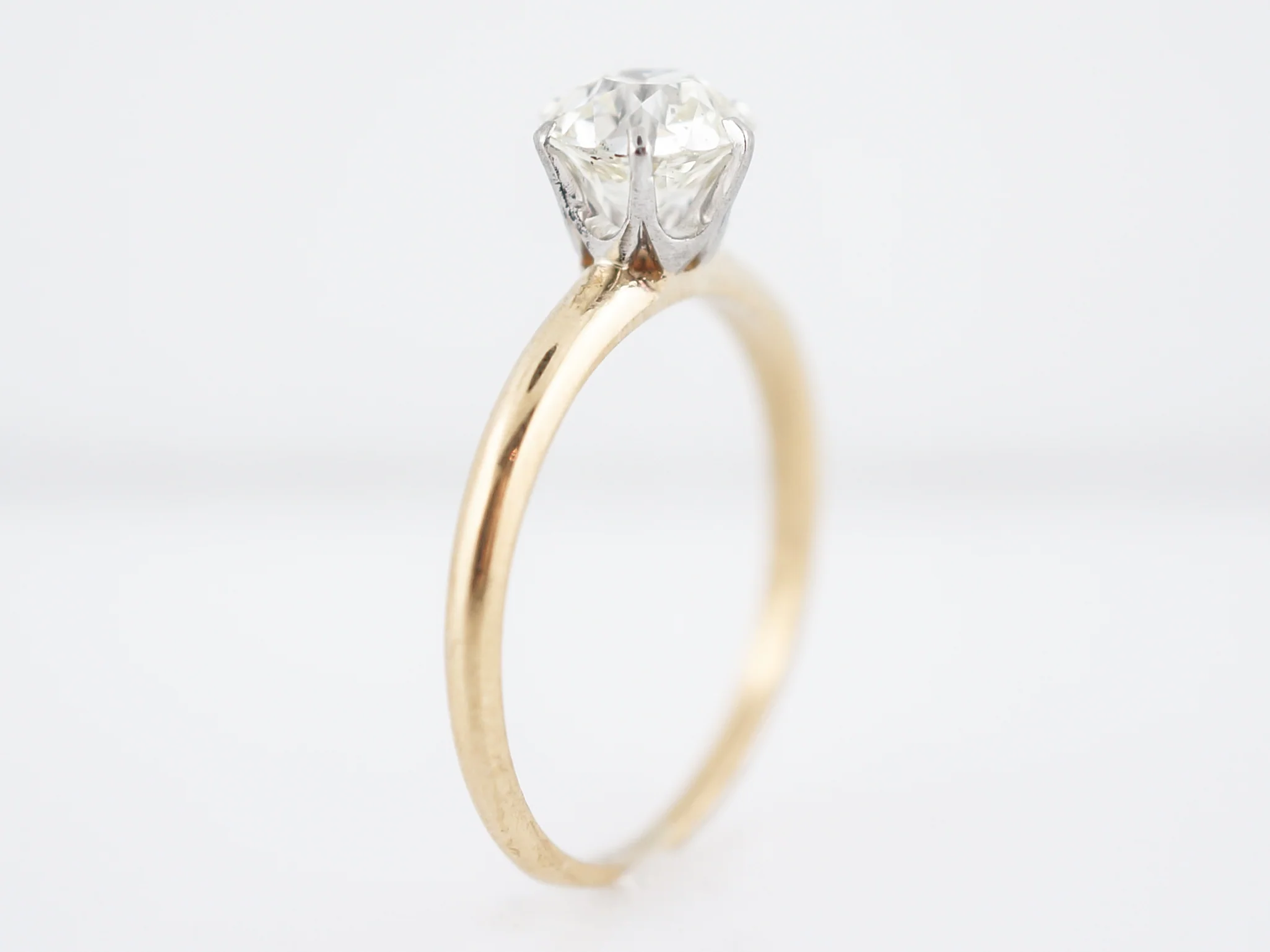 Antique Engagement Ring Victorian .98 Old Mine Cut Diamond in 14k White Gold & Platinum - Image 5