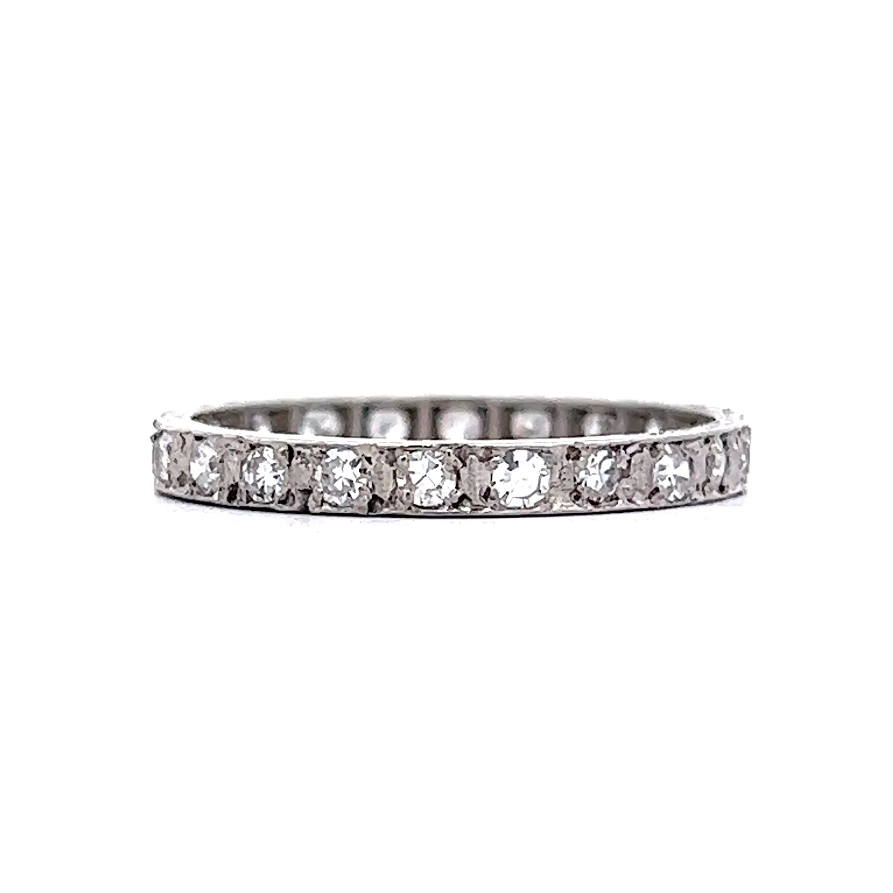 Antique Engraved Diamond Eternity Band in Platinum