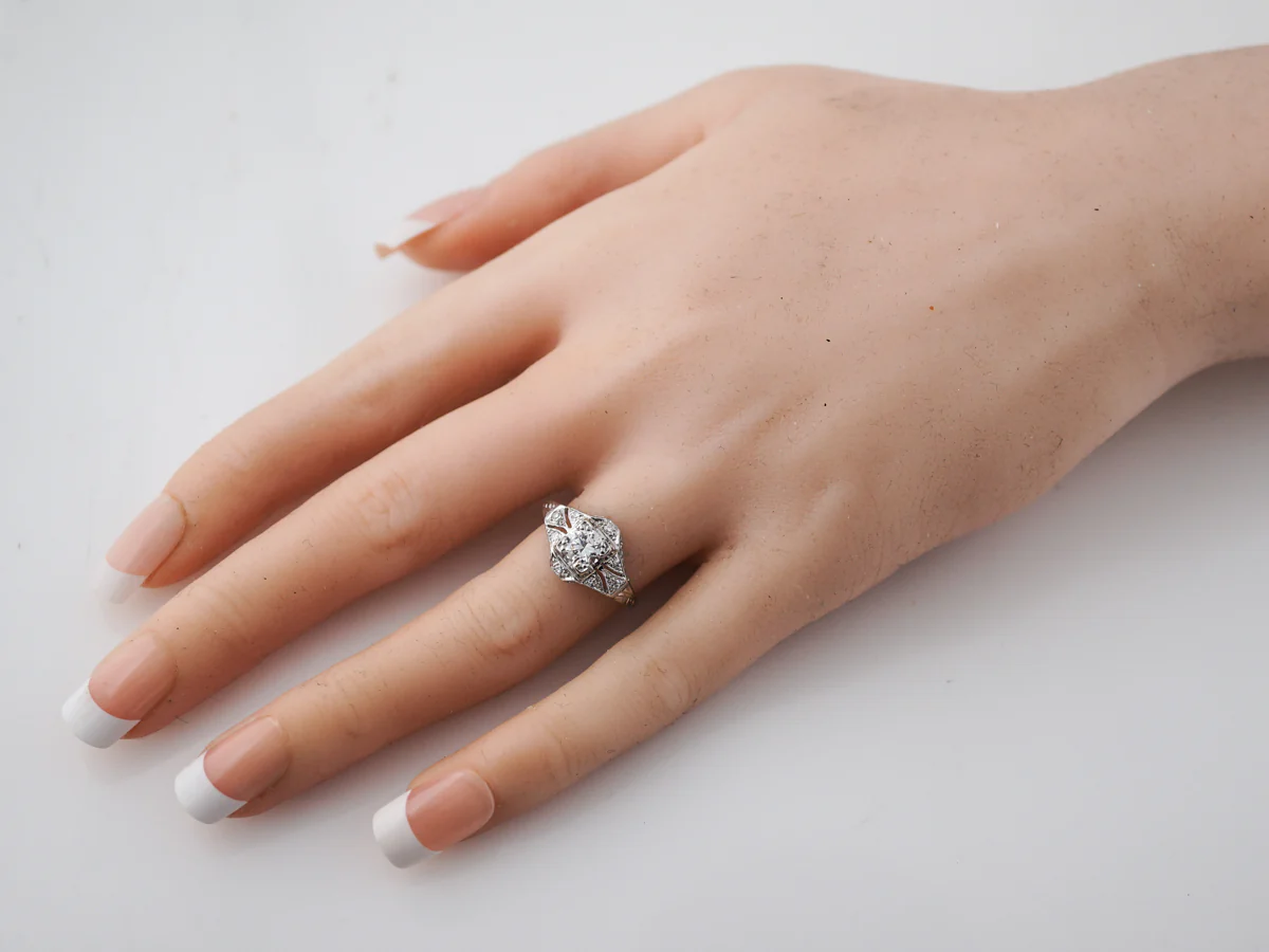 Antique Estate Diamond Filigree Engagement Ring in Platinum - Image 7