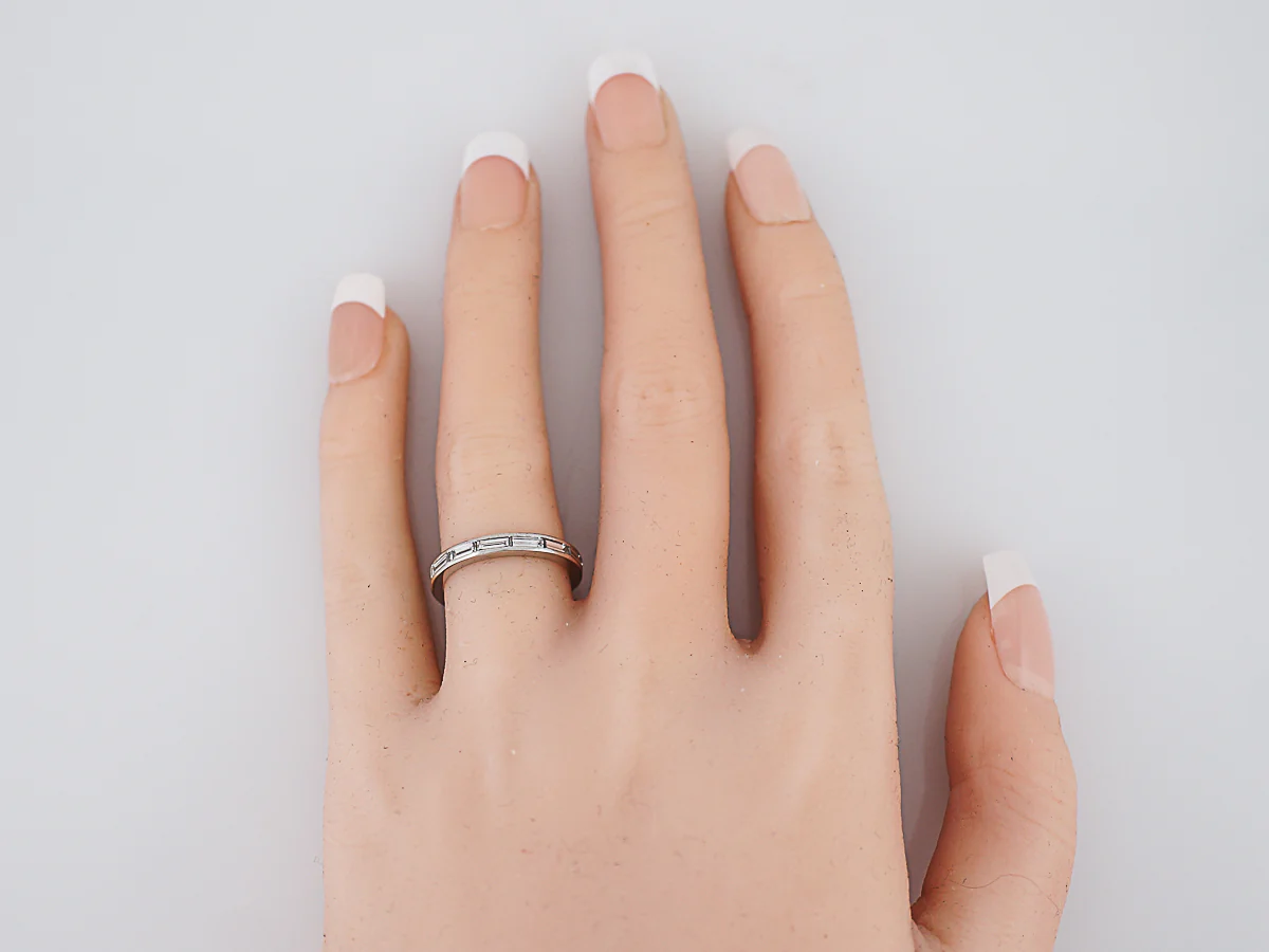 Antique Eternity Wedding Band Art Deco 1.54 Baguette Cut Diamonds in Platinum - Image 4