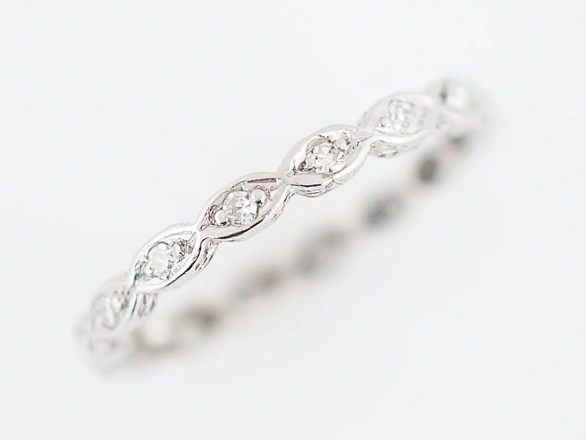 Antique Eternity Wedding Band Art Deco .16 Single Cut Diamonds in Platinum - Image 2