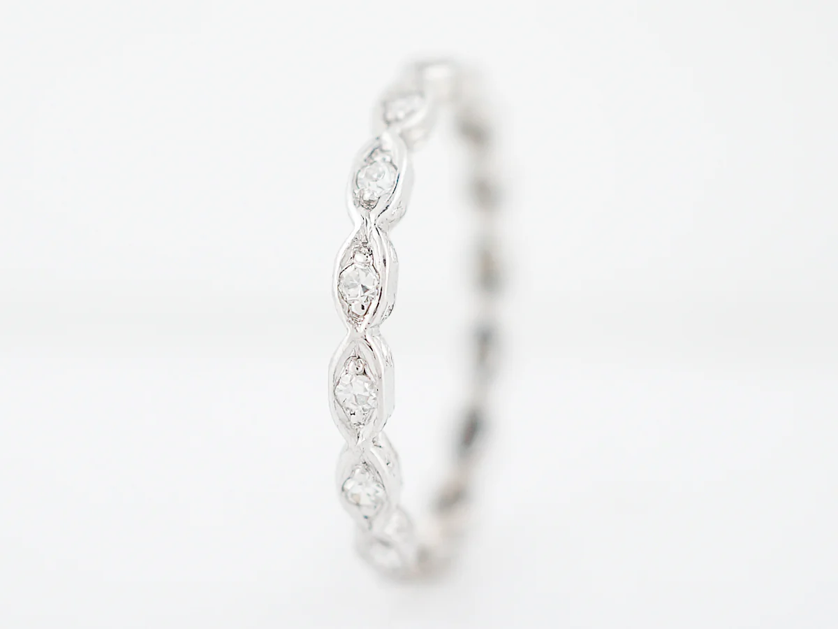 Antique Eternity Wedding Band Art Deco .16 Single Cut Diamonds in Platinum - Image 3