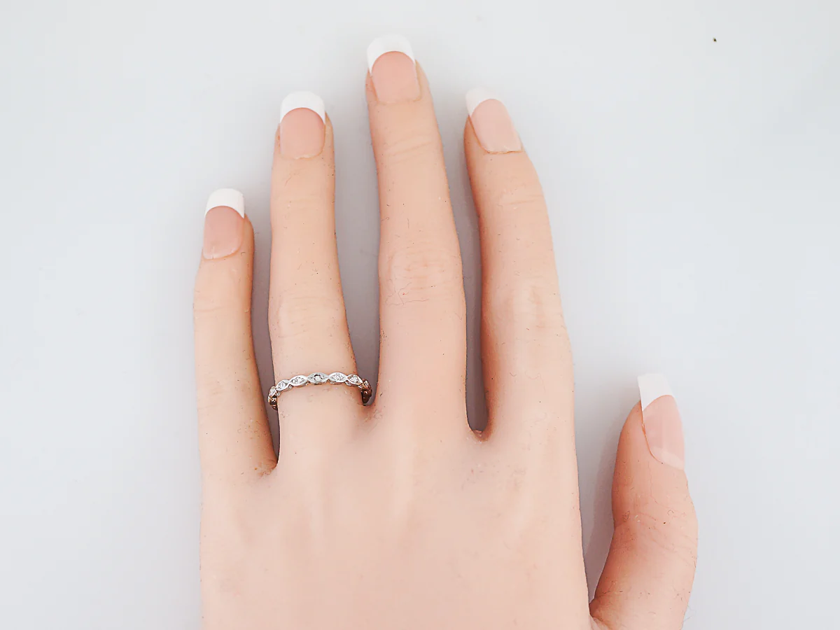 Antique Eternity Wedding Band Art Deco .16 Single Cut Diamonds in Platinum - Image 4