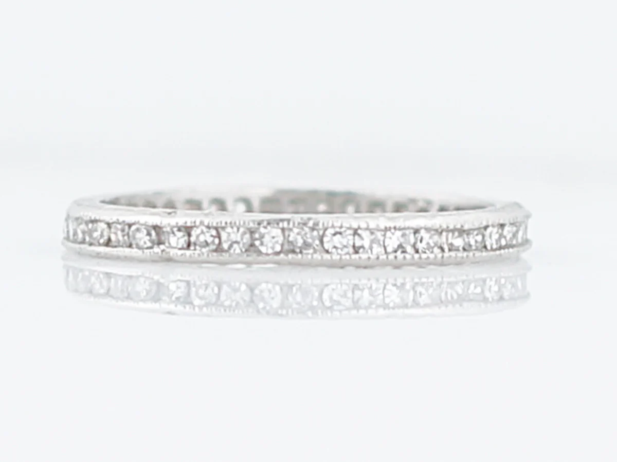Antique Eternity Wedding Band Art Deco .46 Single Cut Diamonds in Platinum