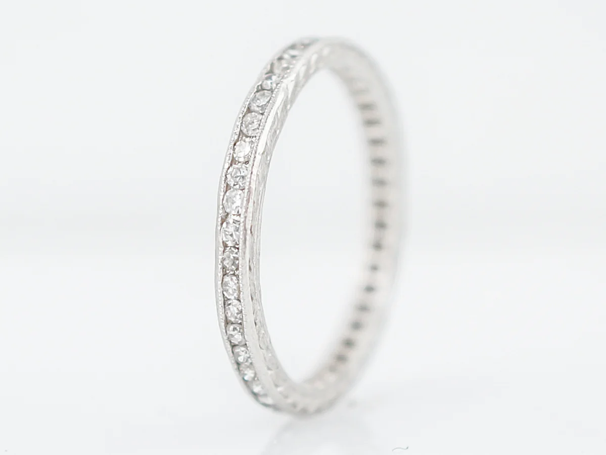 Antique Eternity Wedding Band Art Deco .46 Single Cut Diamonds in Platinum - Image 3