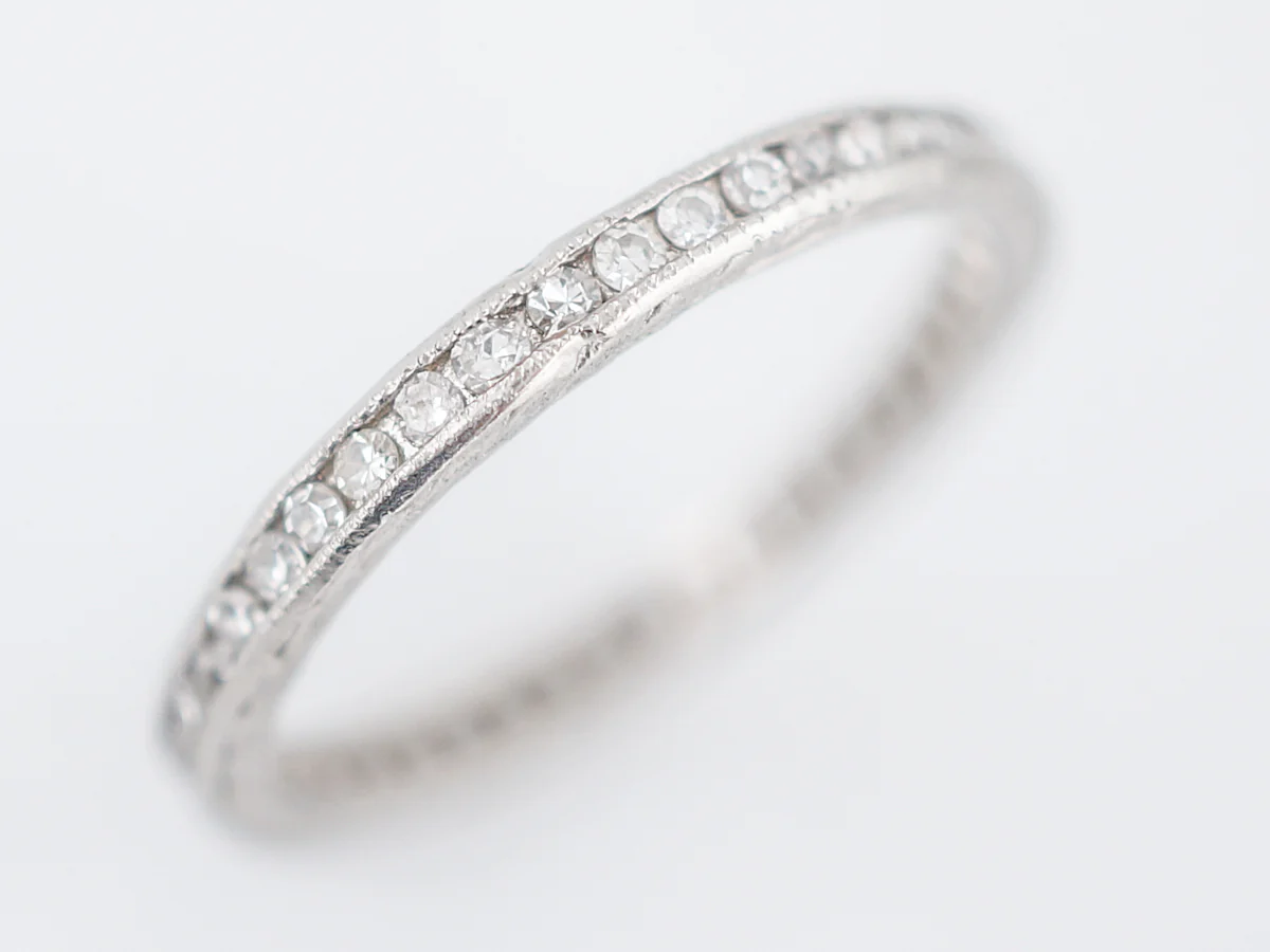 Antique Eternity Wedding Band Art Deco .46 Single Cut Diamonds in Platinum - Image 4