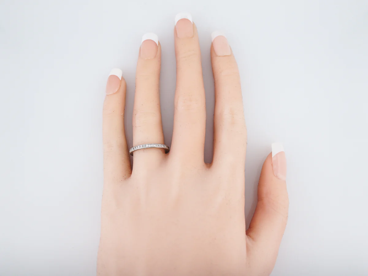 Antique Eternity Wedding Band Art Deco .46 Single Cut Diamonds in Platinum - Image 5