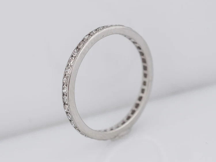 Antique Eternity Wedding Band Art Deco .57ct Single Cut Diamonds in Platinum - Image 3