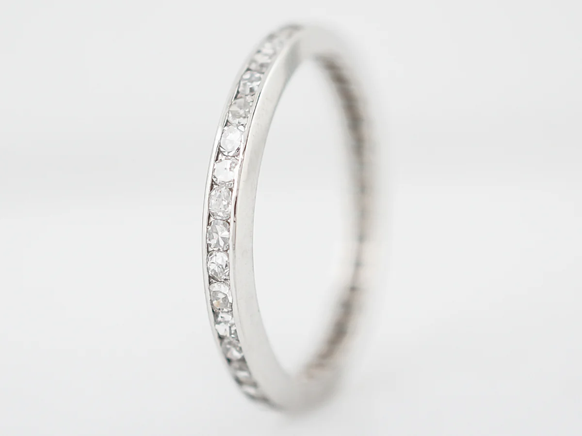 Antique Eternity Wedding Band Art Deco .60 Single Cut Diamonds in Platinum - Image 2