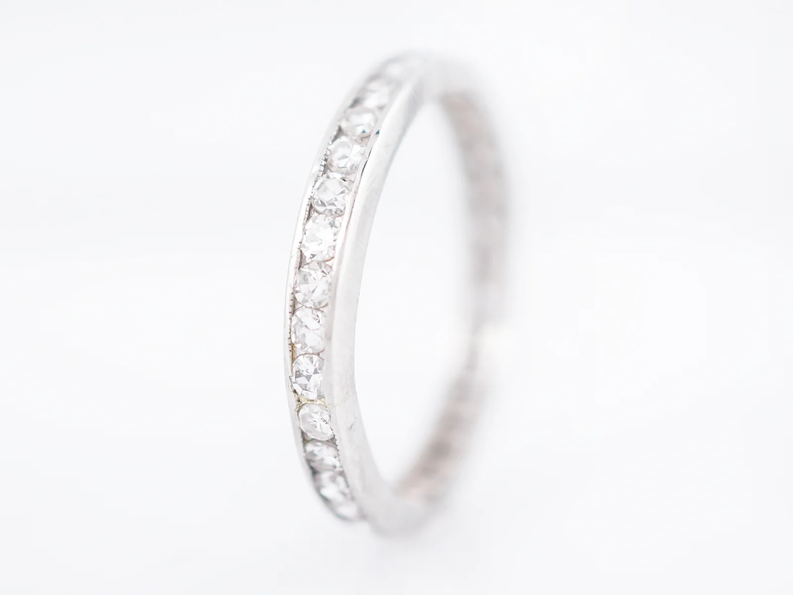 Antique Eternity Wedding Band Art Deco .68 Single Cut Diamonds in Platinum - Image 3