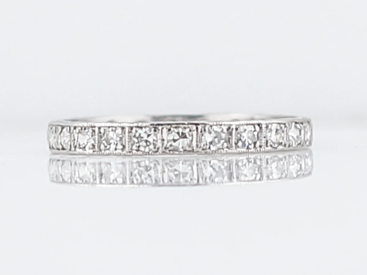 Antique Eternity Wedding Band Art Deco .81 Single Cut Diamonds in Platinum