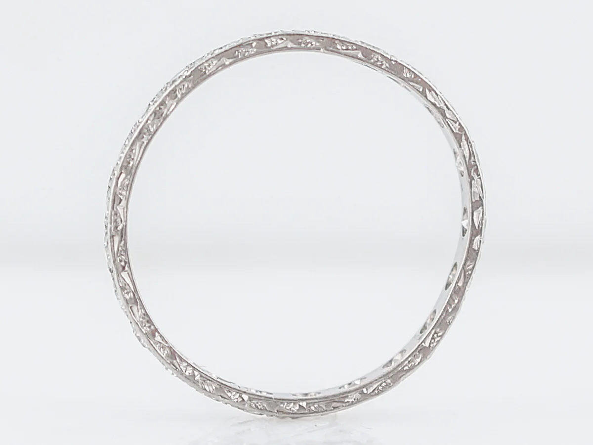 Antique Eternity Wedding Band Art Deco .81 Single Cut Diamonds in Platinum - Image 3