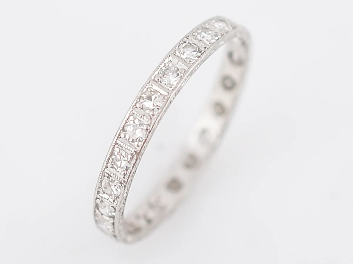 Antique Eternity Wedding Band Art Deco .81 Single Cut Diamonds in Platinum - Image 4
