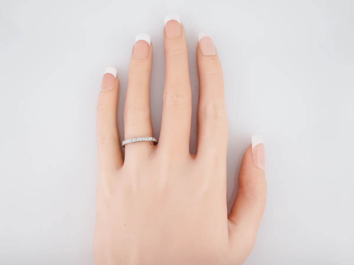 Antique Eternity Wedding Band Art Deco .81 Single Cut Diamonds in Platinum - Image 5