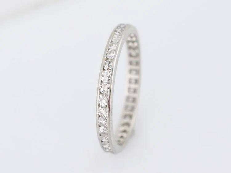 Antique Eternity Wedding Band Art Deco .90 Single Cut Diamonds in Platinum - Image 3