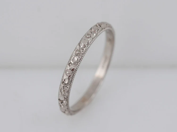 Antique Eternity Wedding Band Art Deco Orange Blossom in Platinum - Image 3