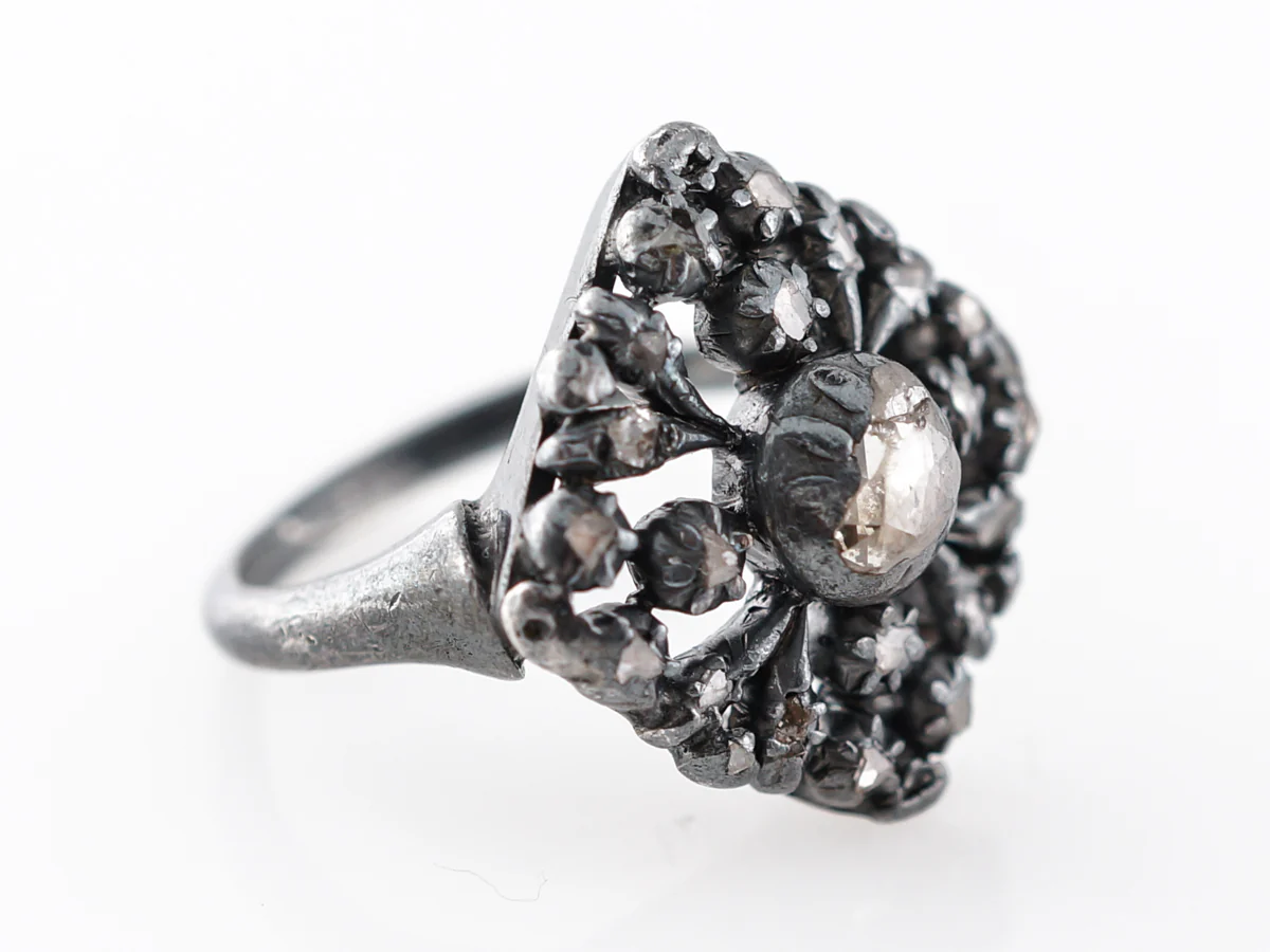 Antique Georgian Diamond Ring in Oxidized Sterling Silver - Image 3