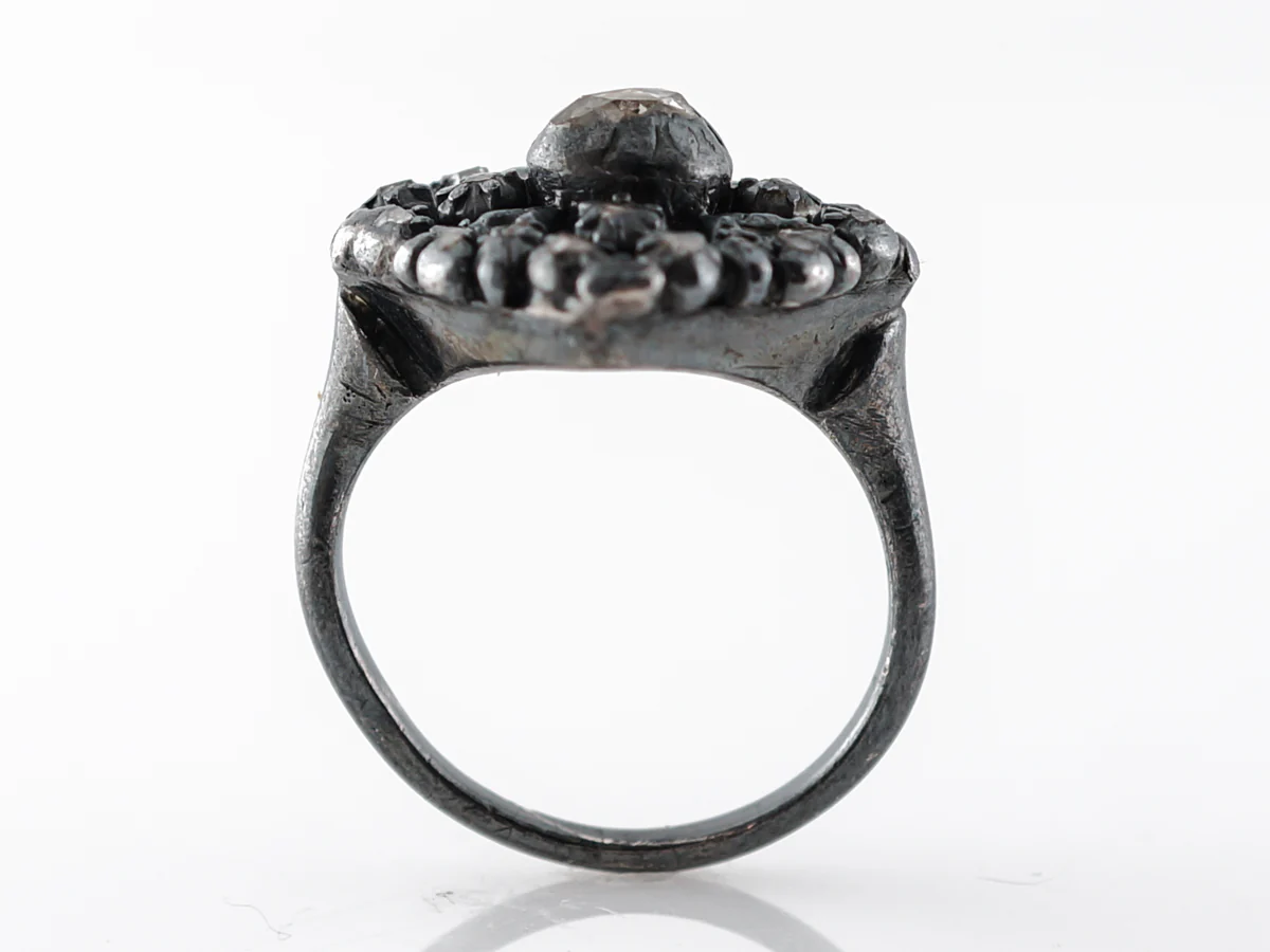Antique Georgian Diamond Ring in Oxidized Sterling Silver - Image 4