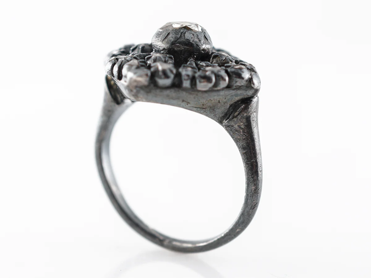 Antique Georgian Diamond Ring in Oxidized Sterling Silver - Image 5