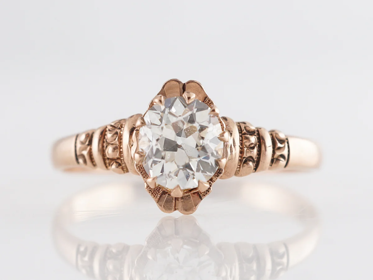 Antique GIA Diamond Engagement Ring in 14K Yellow Gold