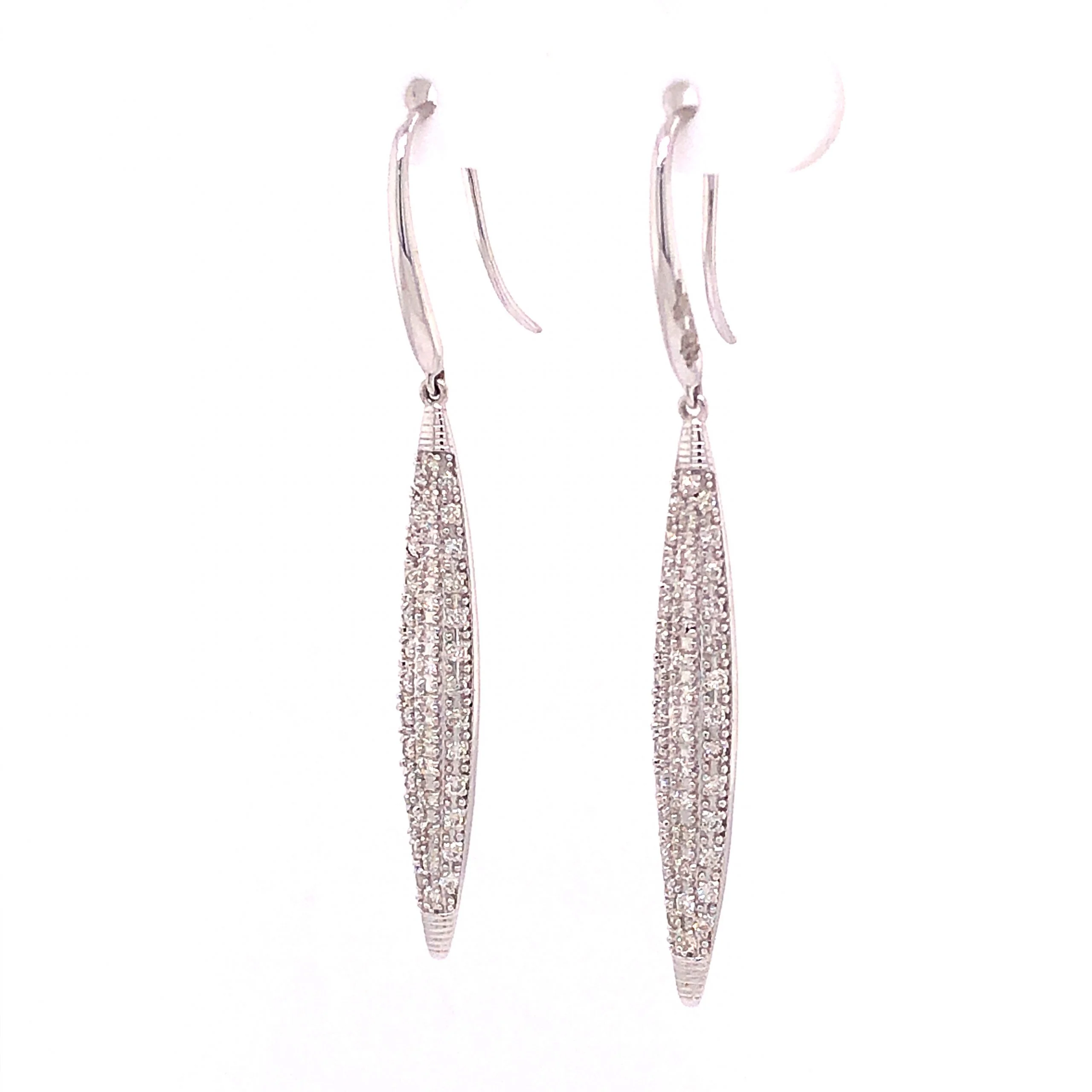 Antique Inspired Diamond Drop Earrings in 14k White Gold - Image 2