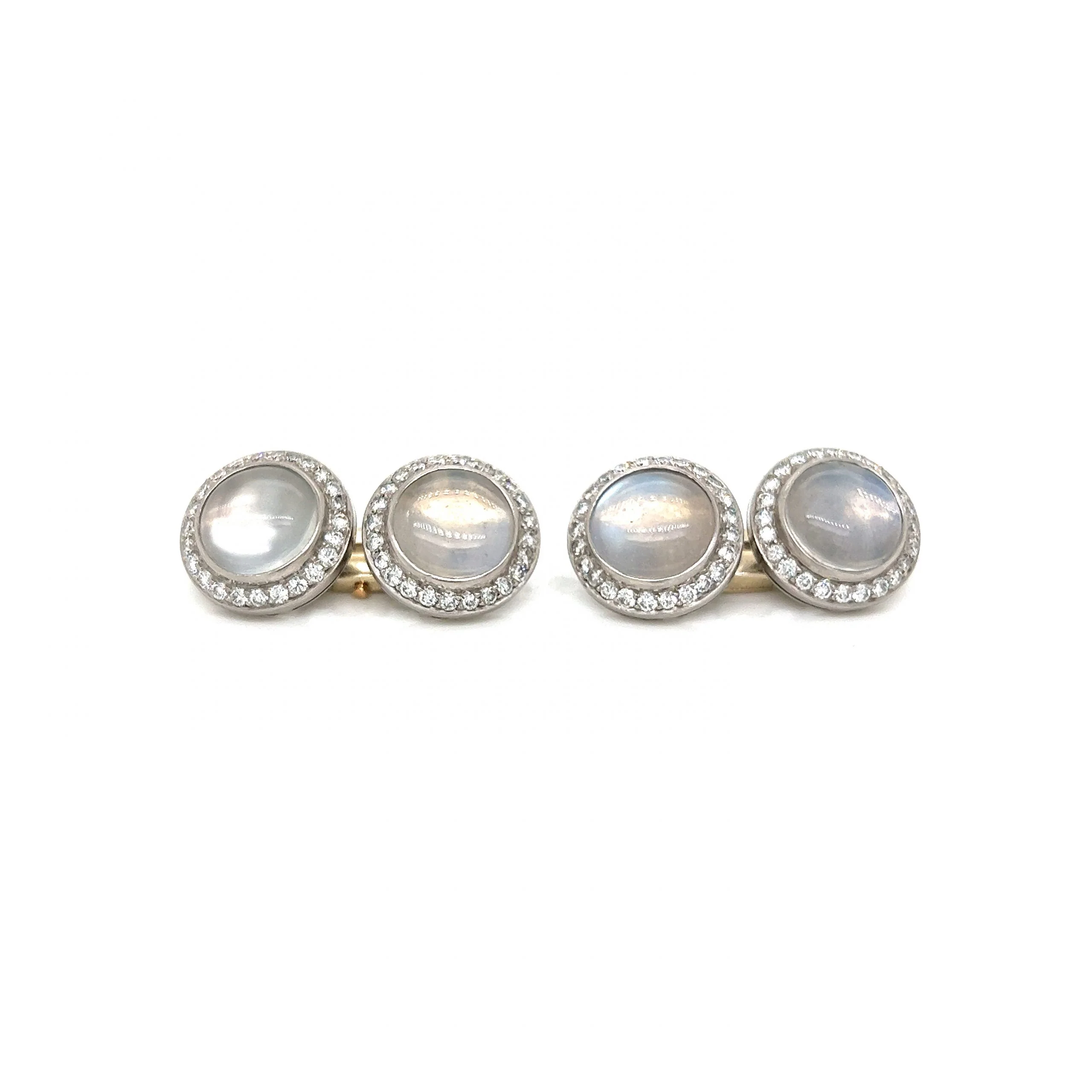 Antique Inspired Moonstone & Diamond Cufflink Set in Platinum - Image 2