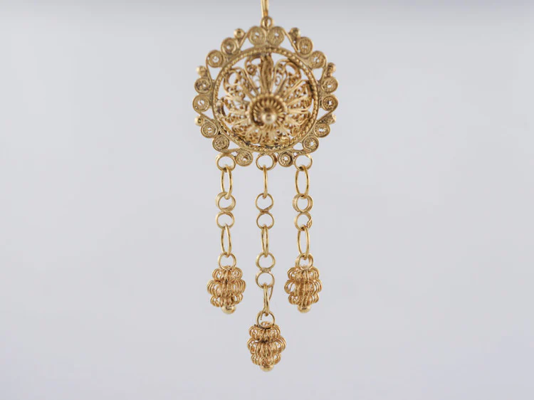 Antique Late Victorian Dangle Drop Earrings in 20k Yellow Gold - Image 2