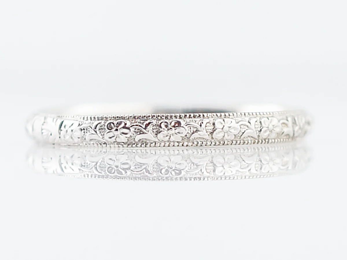 Antique Wedding Band Art Deco in 18k White Gold