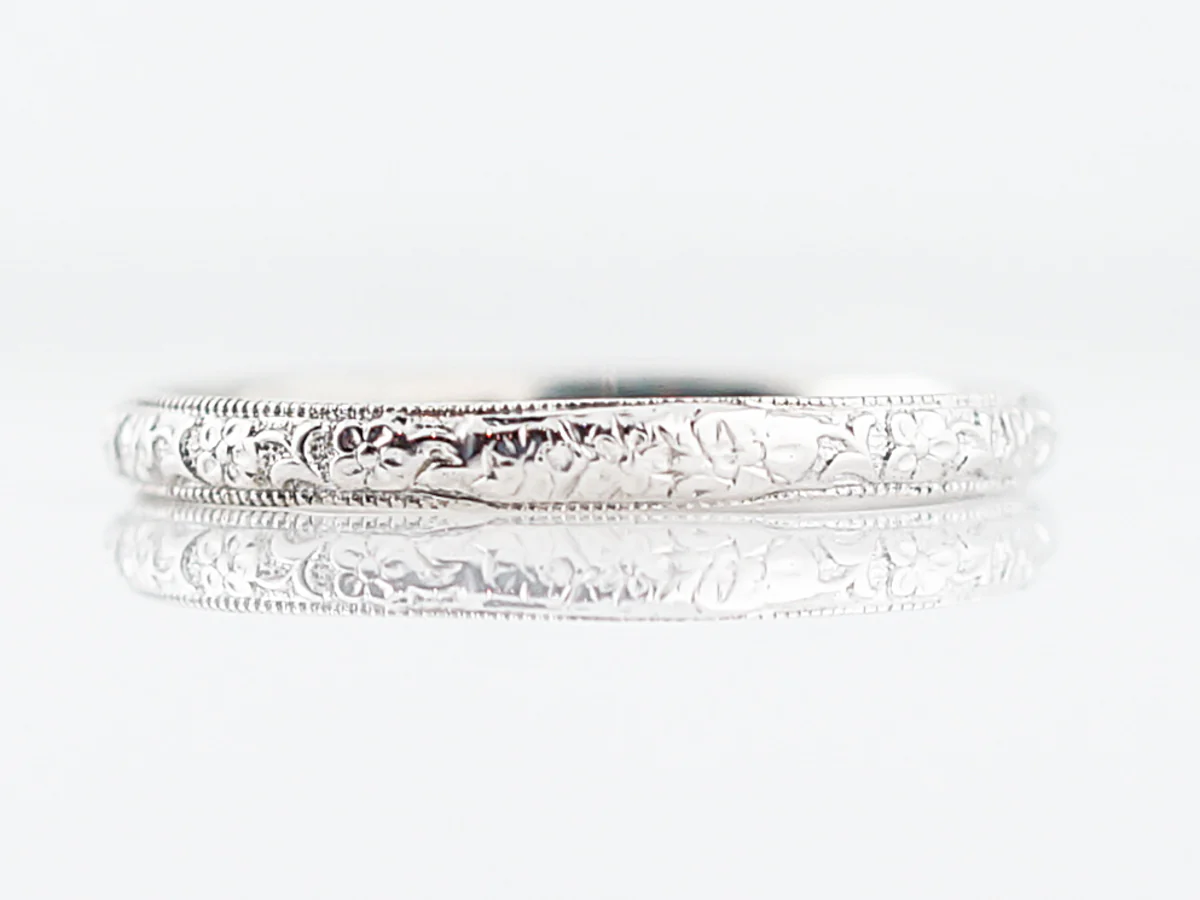 Antique Wedding Band Art Deco in 18k White Gold - Image 2