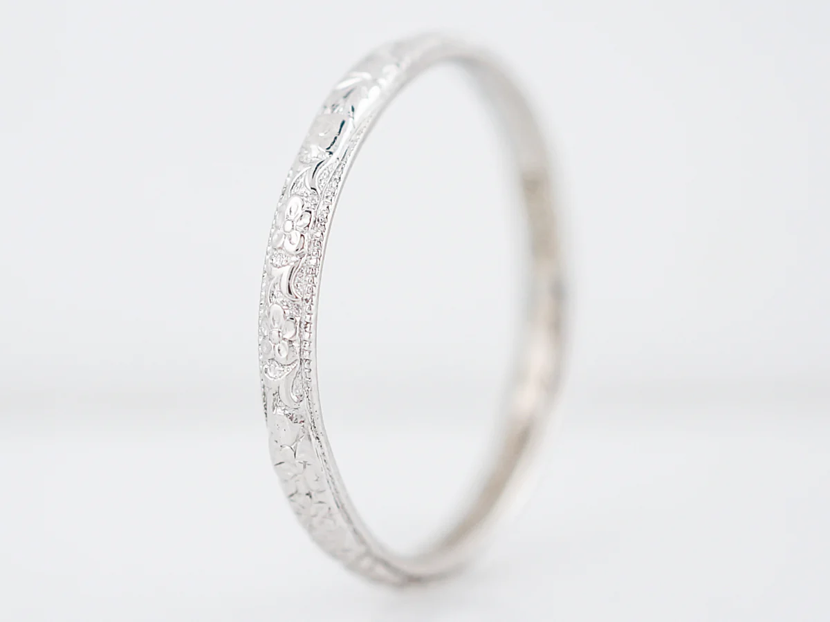 Antique Wedding Band Art Deco in 18k White Gold - Image 3