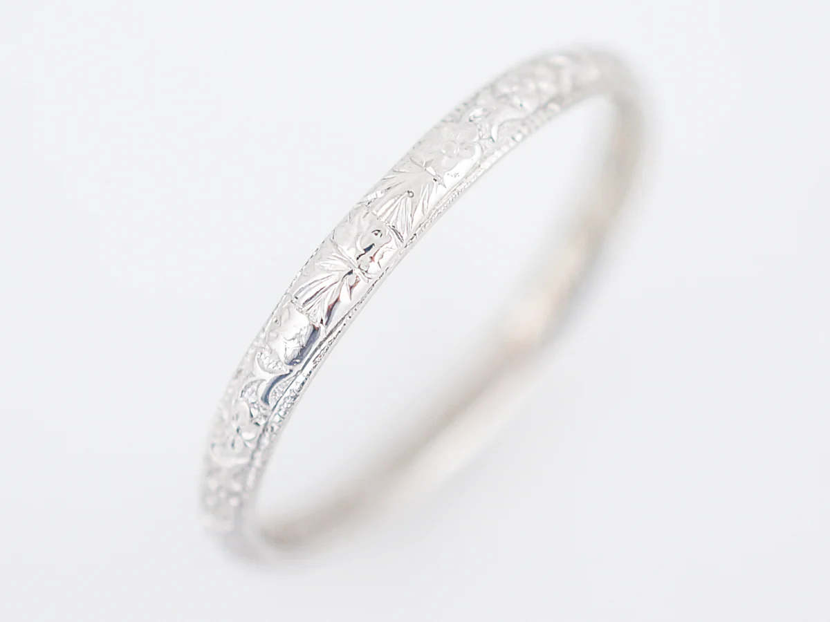 Antique Wedding Band Art Deco in 18k White Gold - Image 4