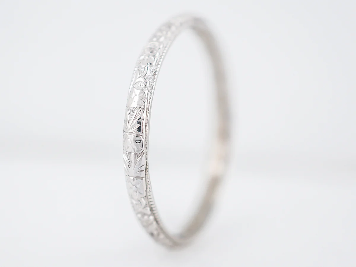 Antique Wedding Band Art Deco in 18k White Gold - Image 6