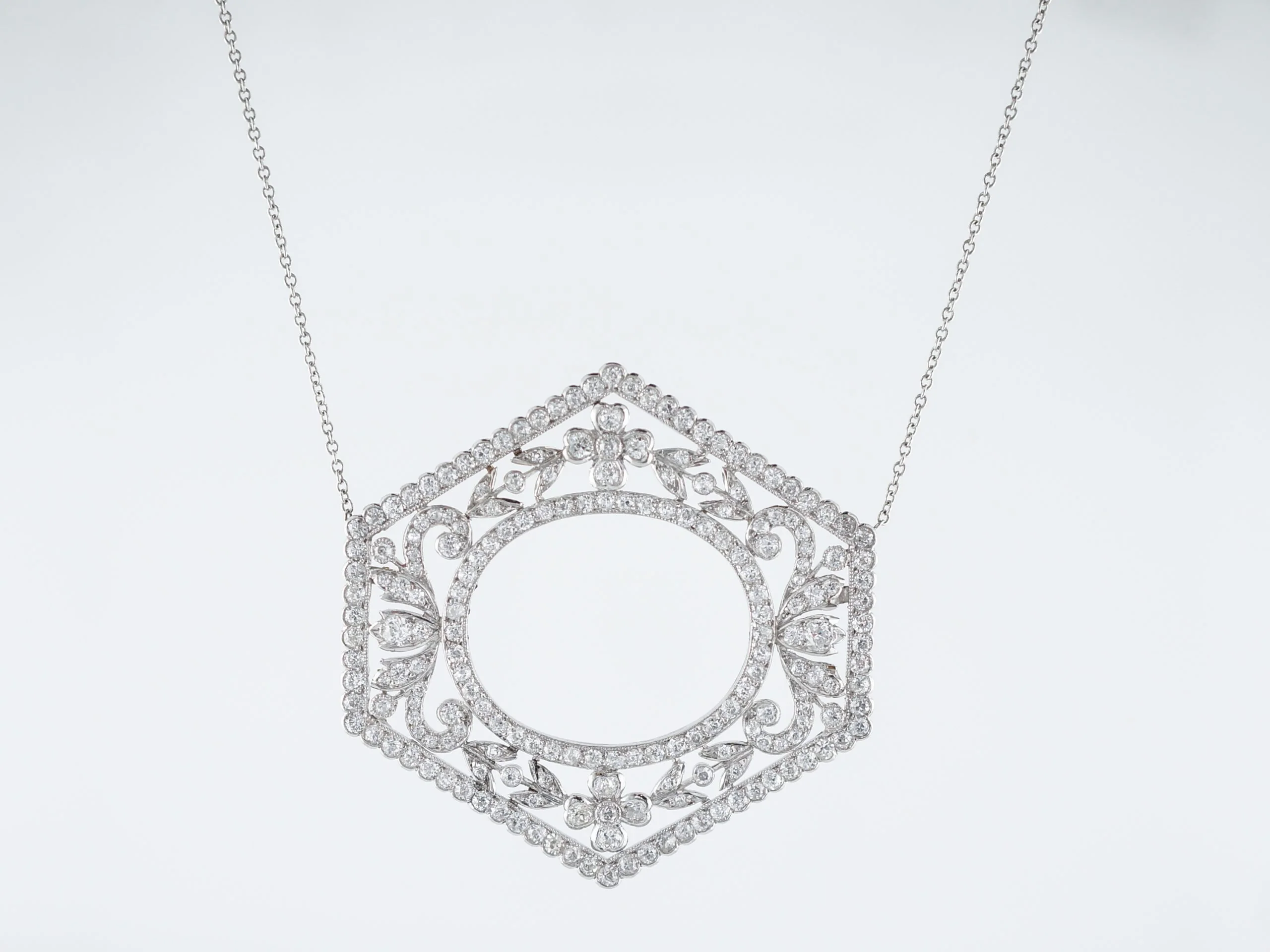 Antique Necklace Art Deco 5.00 Old European Cut Diamonds in Platinum - Image 4