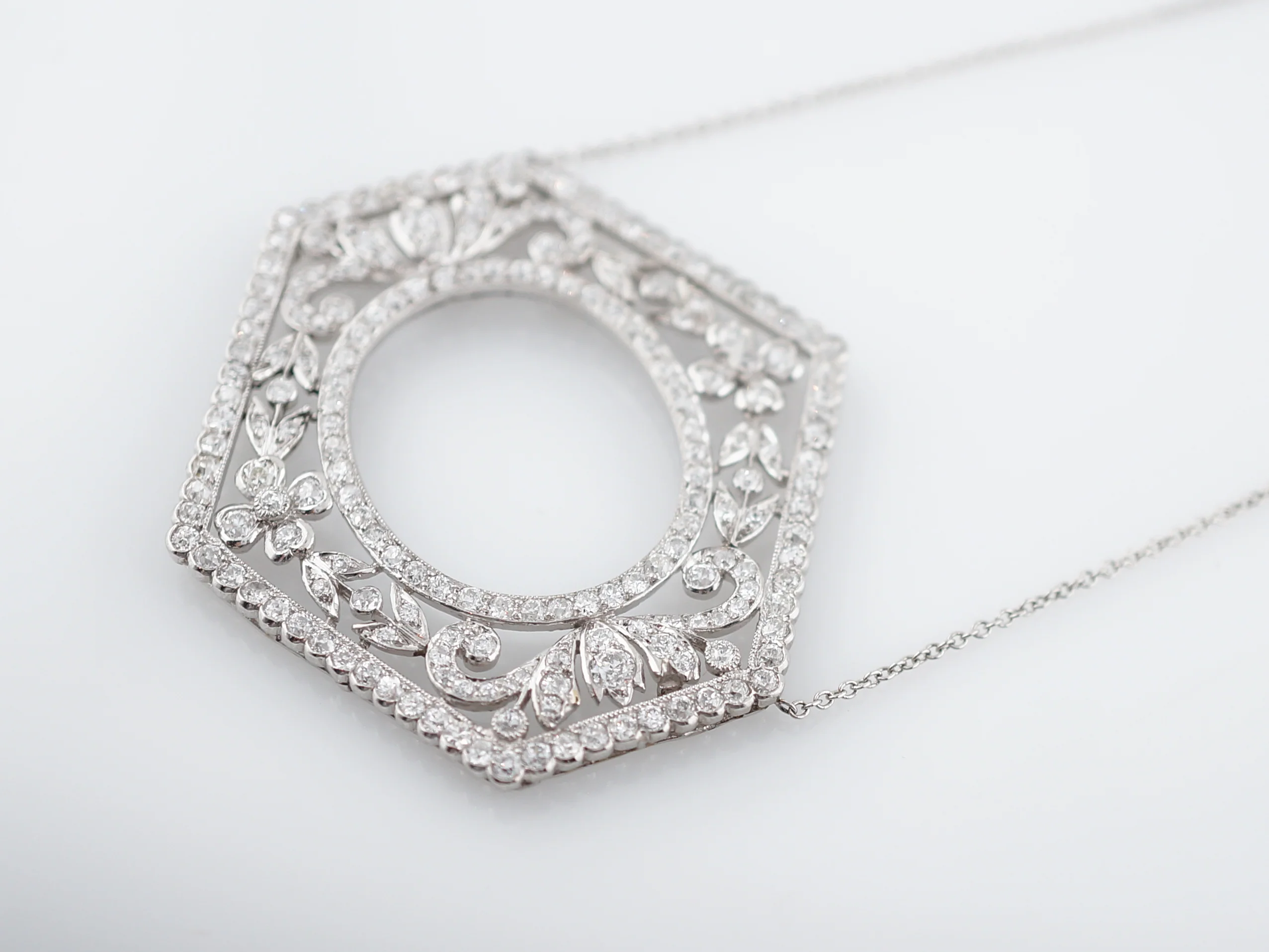 Antique Necklace Art Deco 5.00 Old European Cut Diamonds in Platinum - Image 5