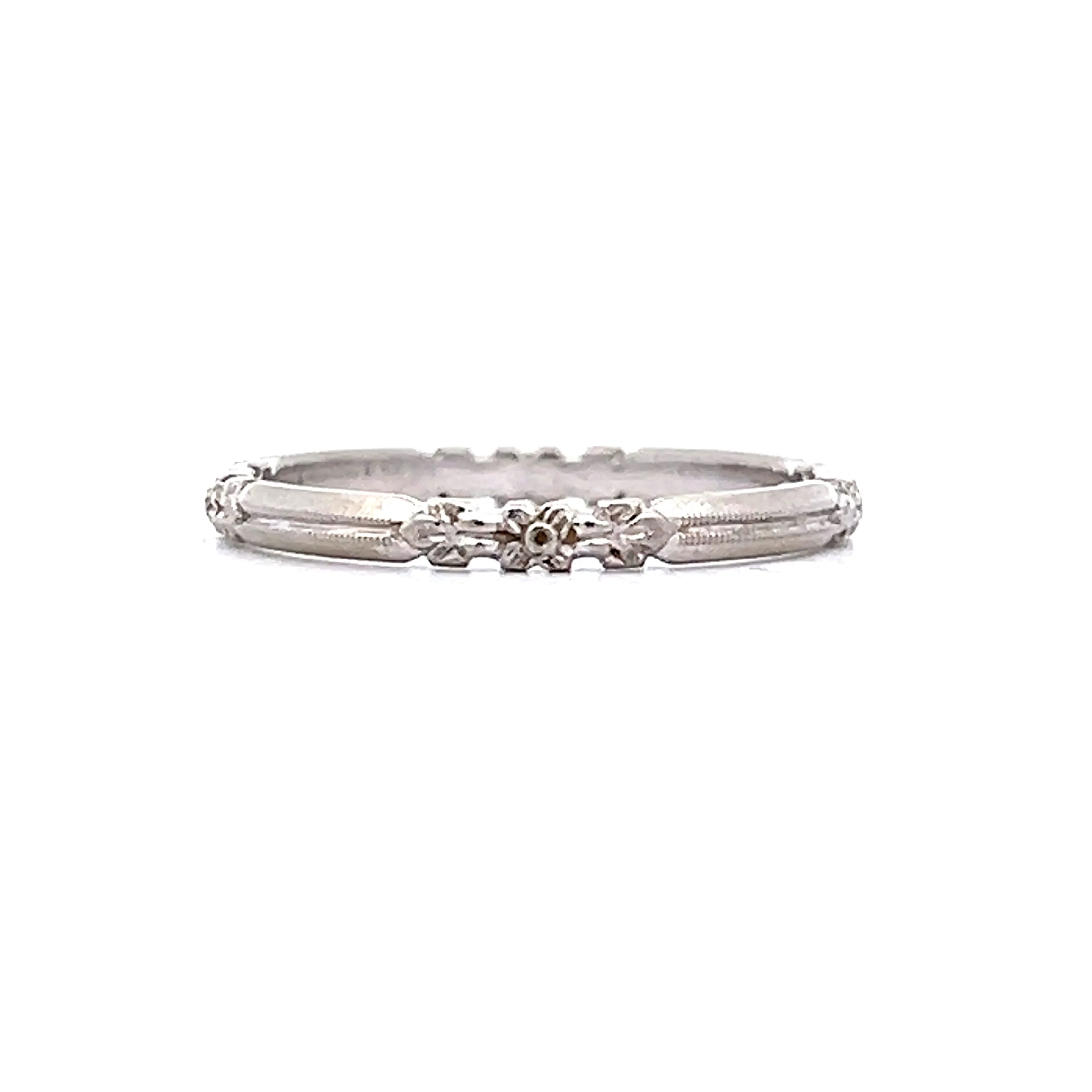 Antique Orange Blossom Band in 18k White Gold - Image 2
