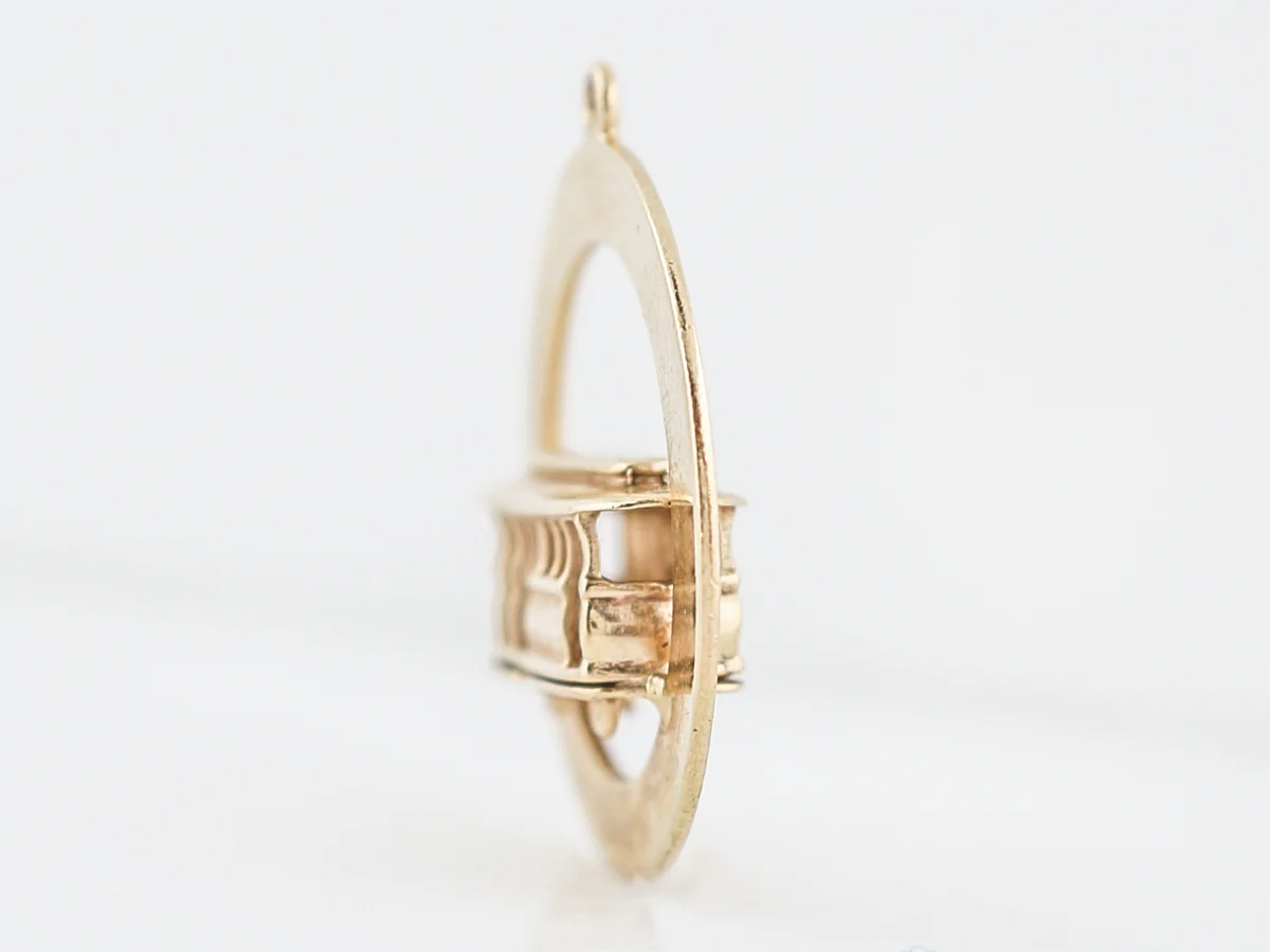Antique Pendant Charm Cable Car Mid Century 14k Yellow Gold - Image 2
