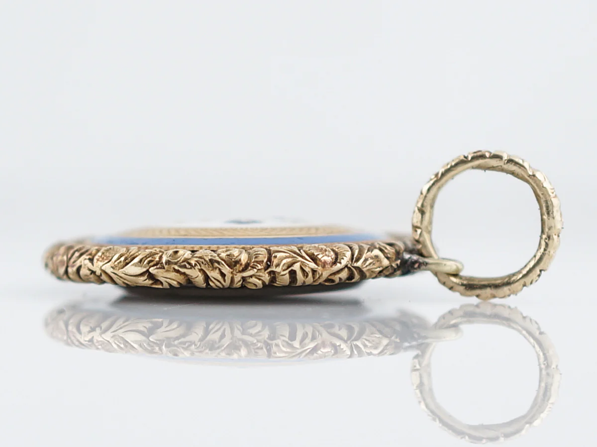 Antique Pendant Charm Enamel Victorian in 14k Yellow Gold - Image 4