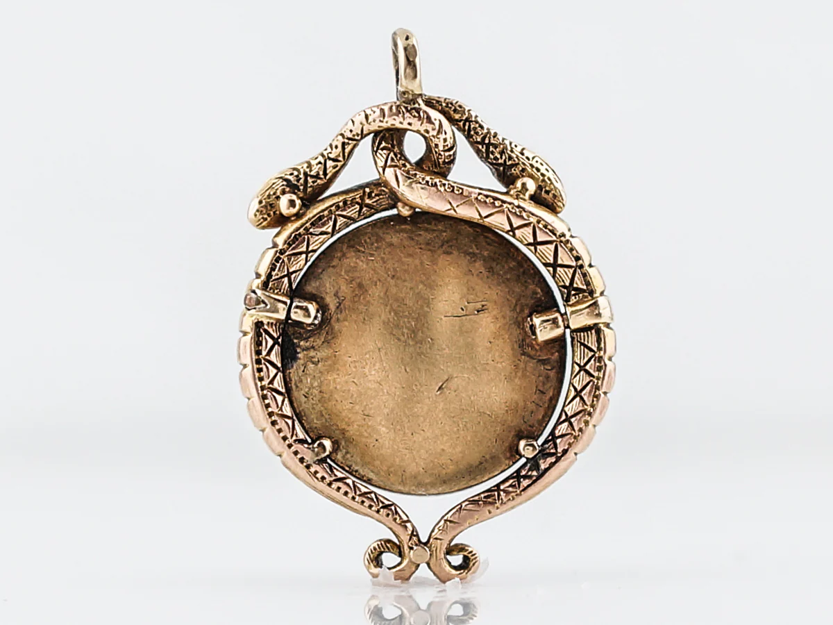 Antique Pendant Snake Charm Victorian 7.60 Cabochon Cut Amethyst in 18k Yellow Gold - Image 4