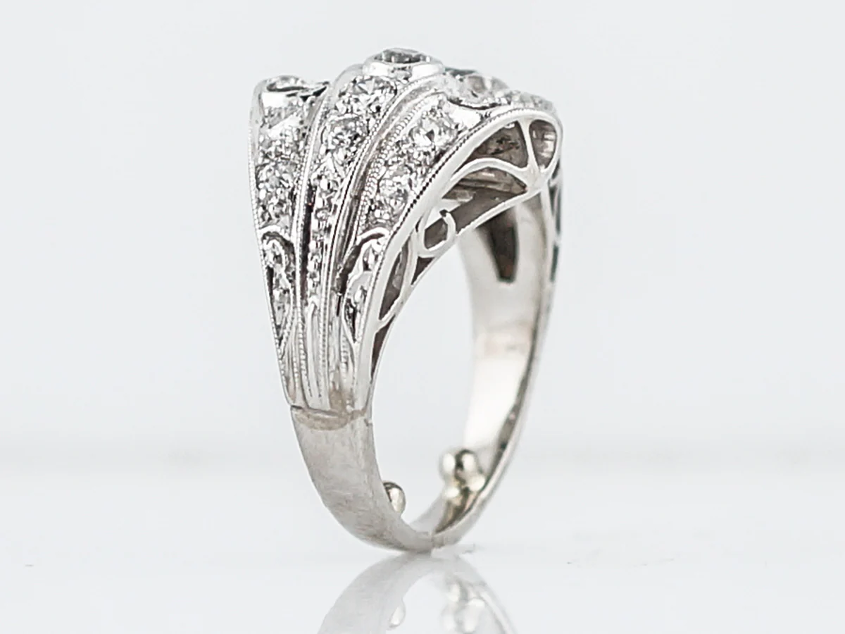 Antique Right Hand Ring Art Deco 1.02 Old European Cut Diamonds in Platinum - Image 5
