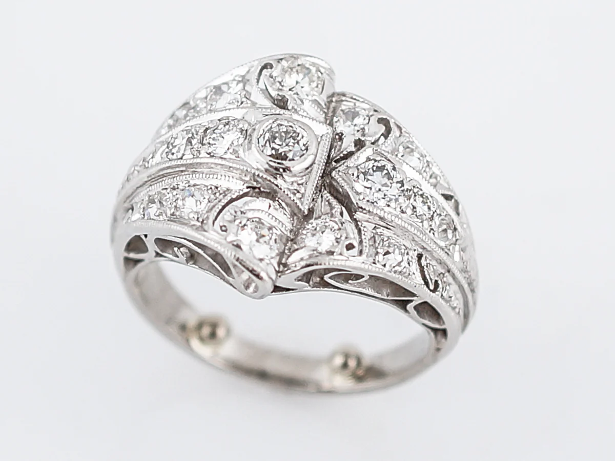 Antique Right Hand Ring Art Deco 1.02 Old European Cut Diamonds in Platinum - Image 7