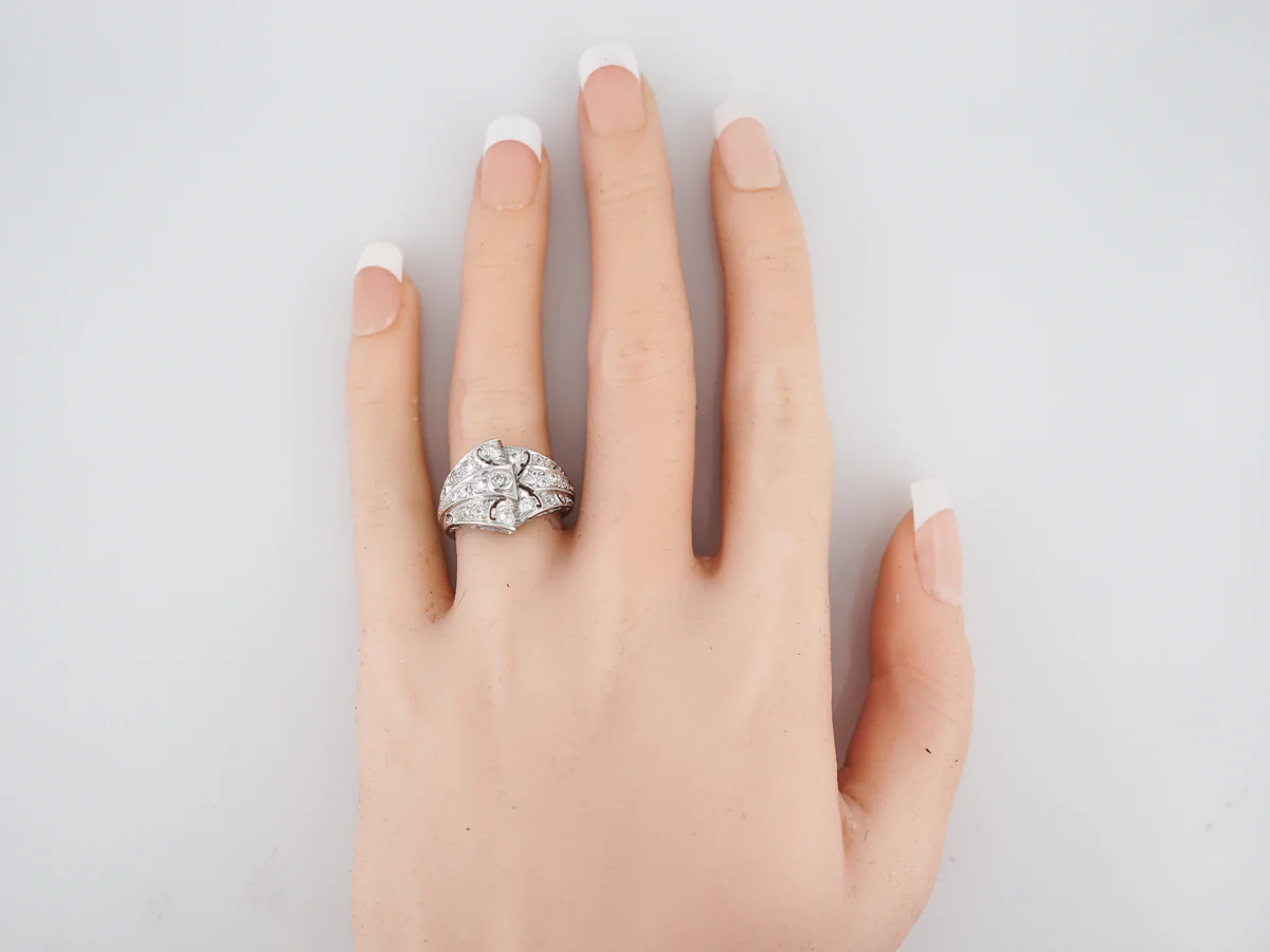 Antique Right Hand Ring Art Deco 1.02 Old European Cut Diamonds in Platinum - Image 8