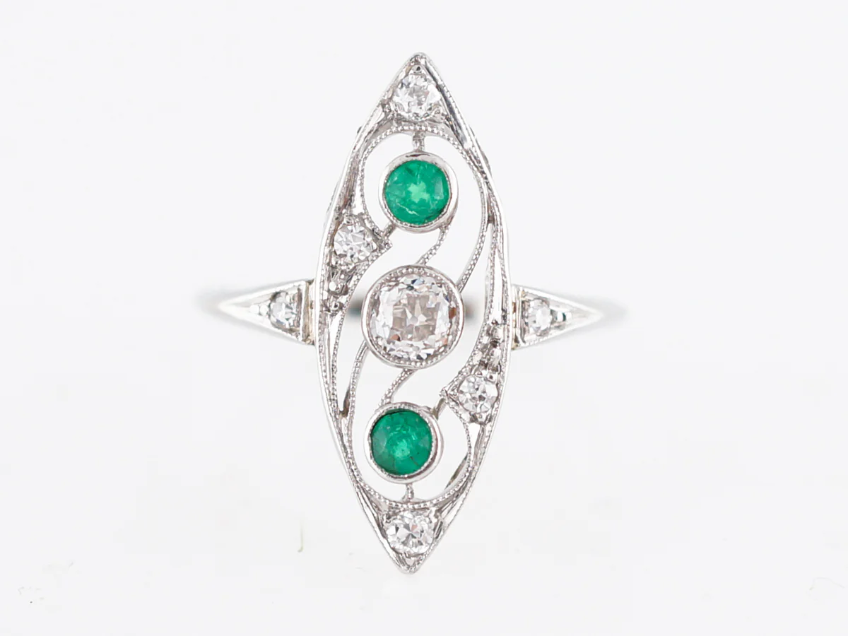 Antique Right Hand Ring Art Deco .18 Old European Cut Diamond in Platinum