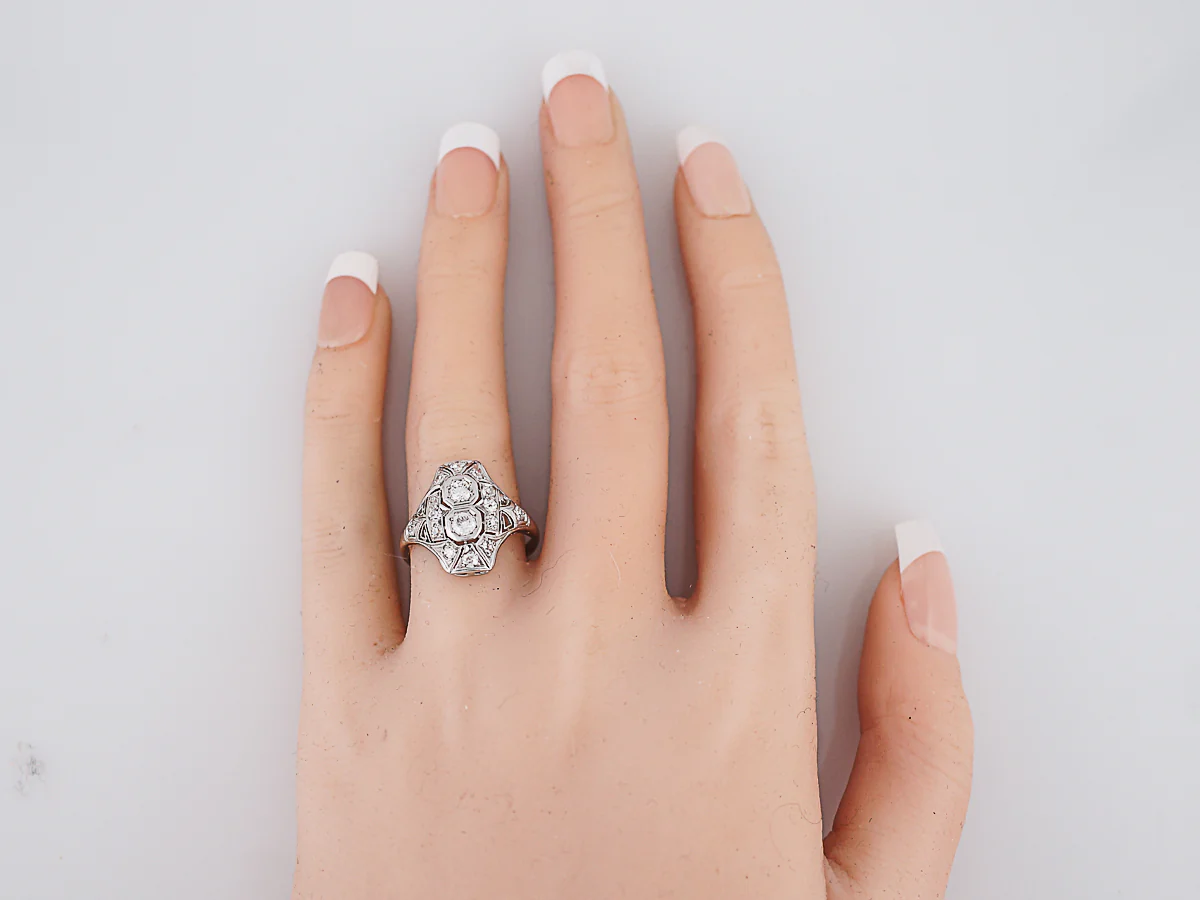 Antique Right Hand Ring Art Deco .64 Single & Old European Cut Diamonds in Platinum - Image 6