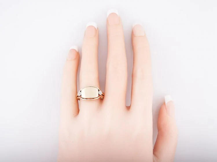 Antique Right Hand Ring Art Nouveau .16 Old Mine Cut Diamonds in 14k Yellow Gold - Image 6