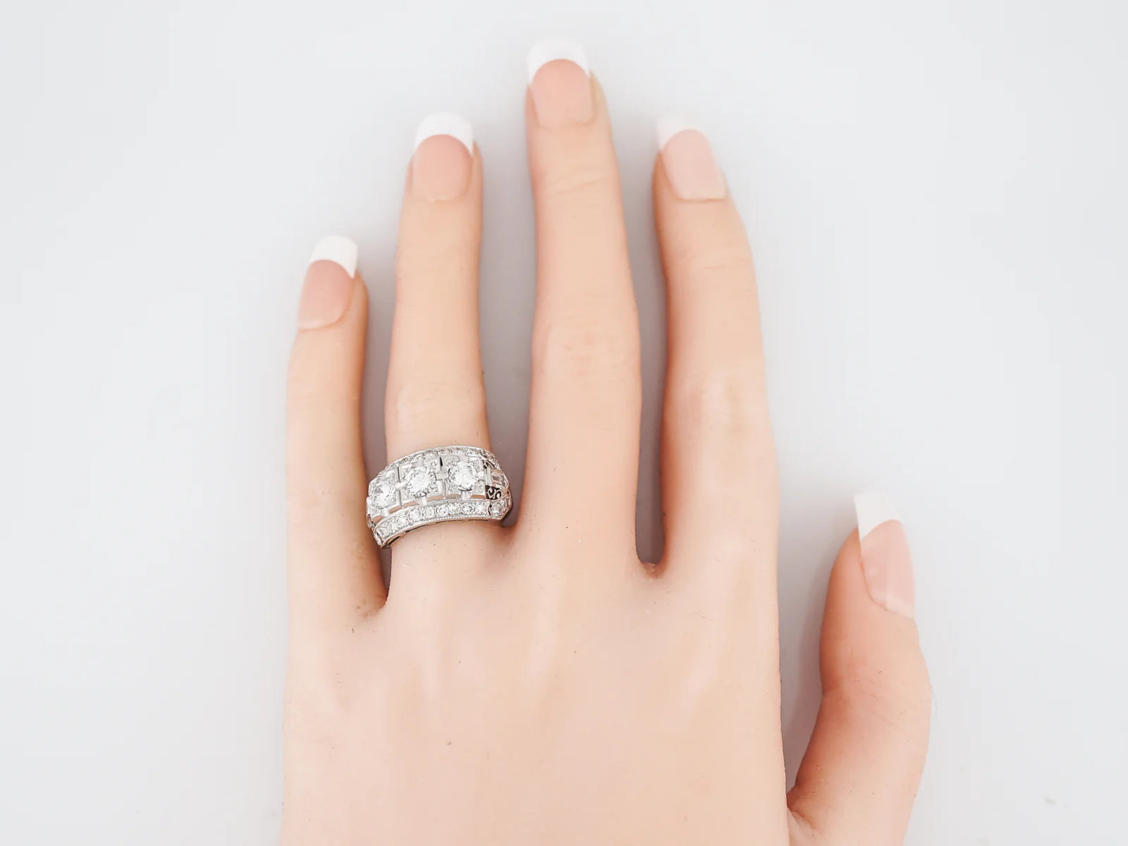 Antique Right Hand Ring Art Deco .48 Round Brilliant Cut Diamond in Platinum - Image 6